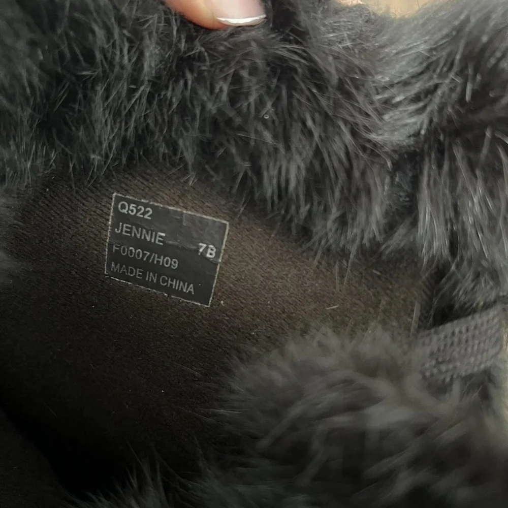 Coach Monogram Ankle Winter Boots with Black Faux Fur Cuff